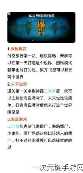 手游攻略，植物大战僵尸2新手必看！开局植物精选策略大揭秘