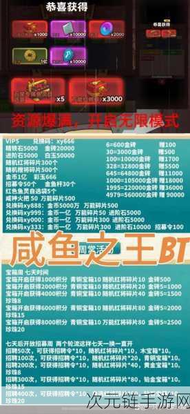 独家揭秘，咸鱼之王15个通用礼包码全公开，速领有效兑换码！